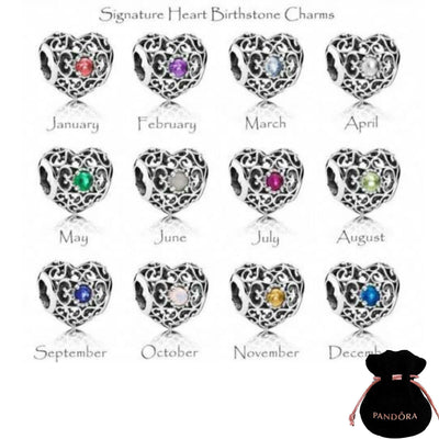 Authentic Pandora Signature Birthstone Heart, S925 ALE, Gifts.