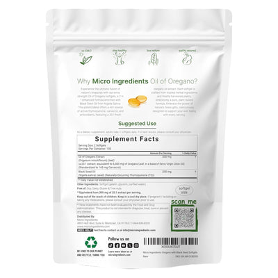 Micro Ingredients Oil Of Oregano, 6000mg With Black Seed Oil Certified