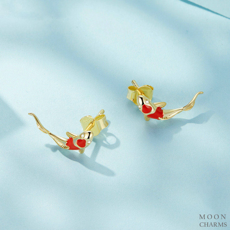 Red Koi Fish Earrings