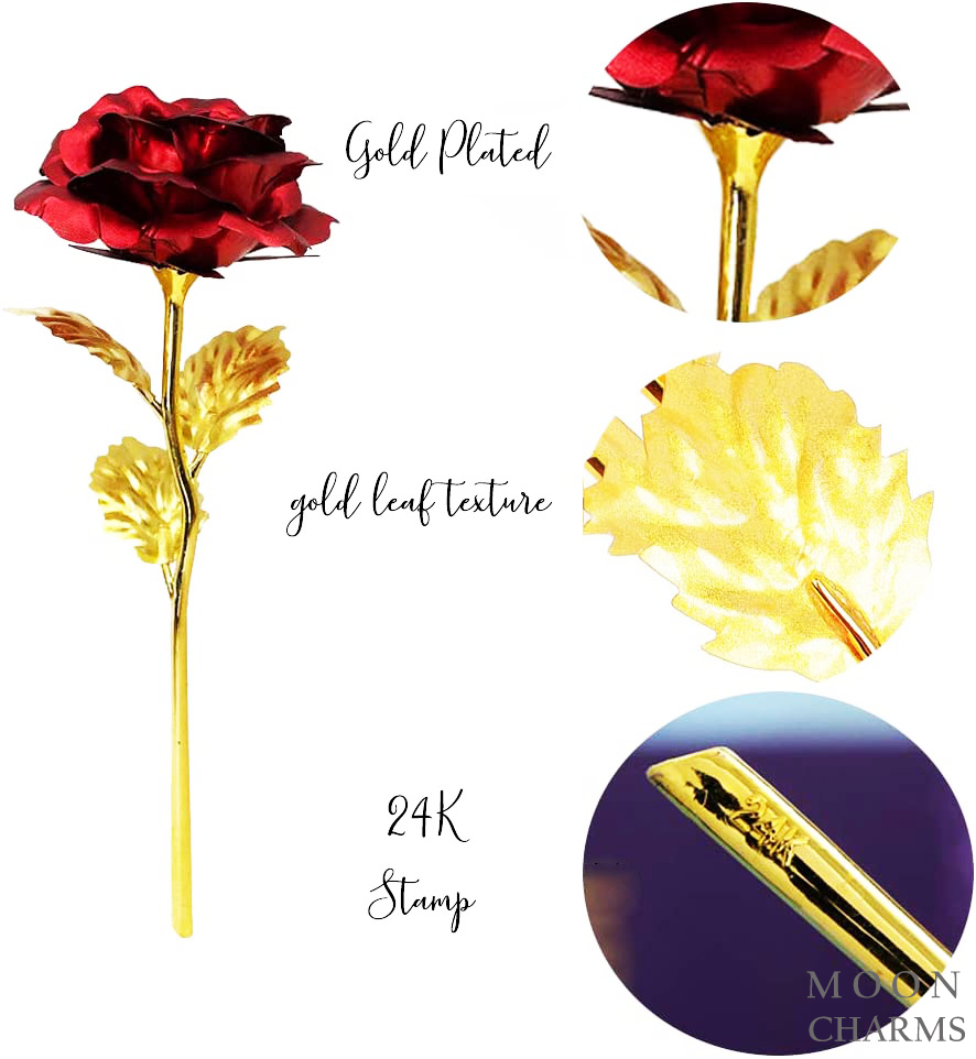 Luxury Gold Plated Rose Dipped in 24K For Valentine's Day Love Mom Gifts