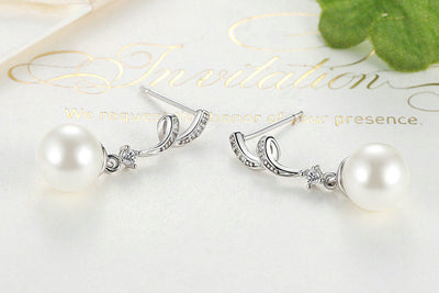 Sparkling Pearl Hoop Earrings