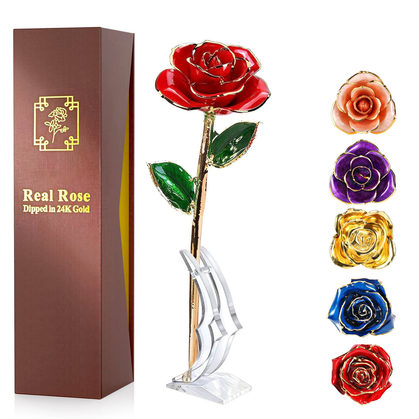 Real Rose Dipped in 24K Gold for Valentine's Day, Birthday Gifts.