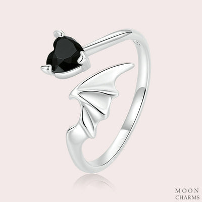 Black Heart & Wing Ring