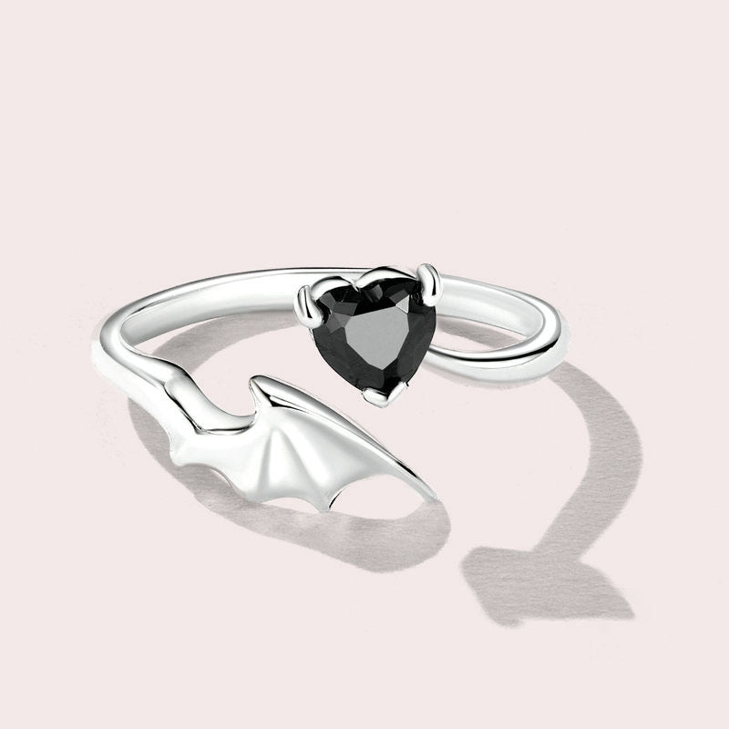 Black Heart & Wing Ring