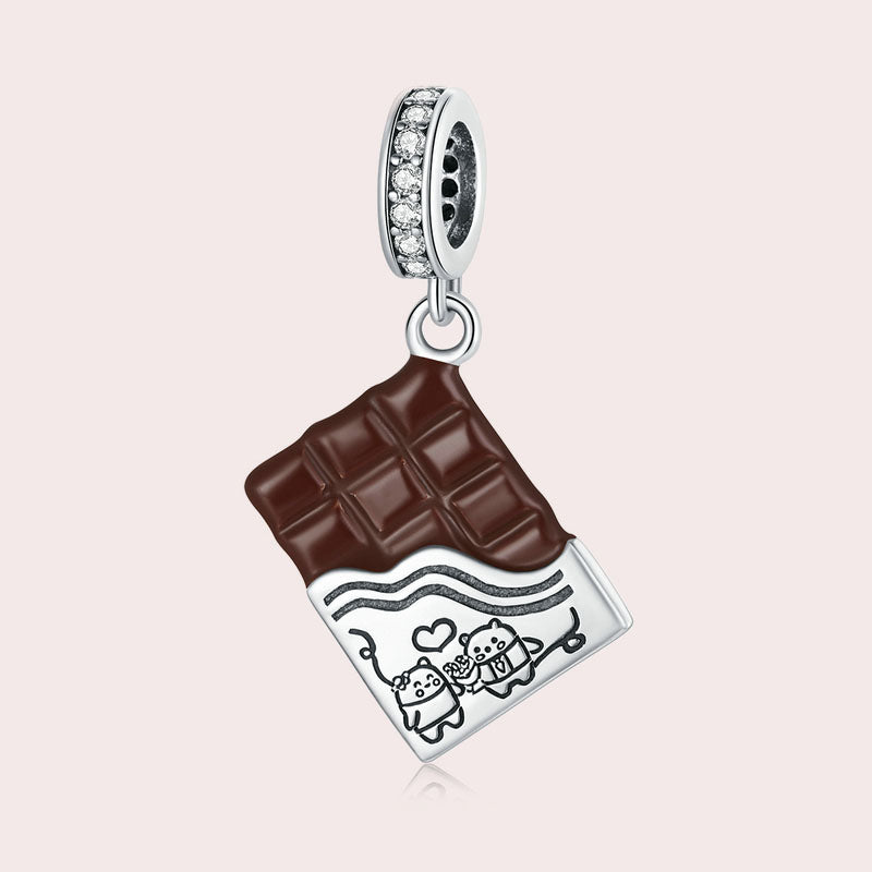 Chocolate Bear Couple Dangle Charm