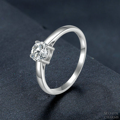 Authentic Moissanite Solitaire Ring