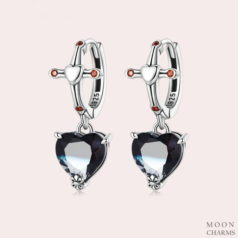 Cross Heart Hoop Earrings