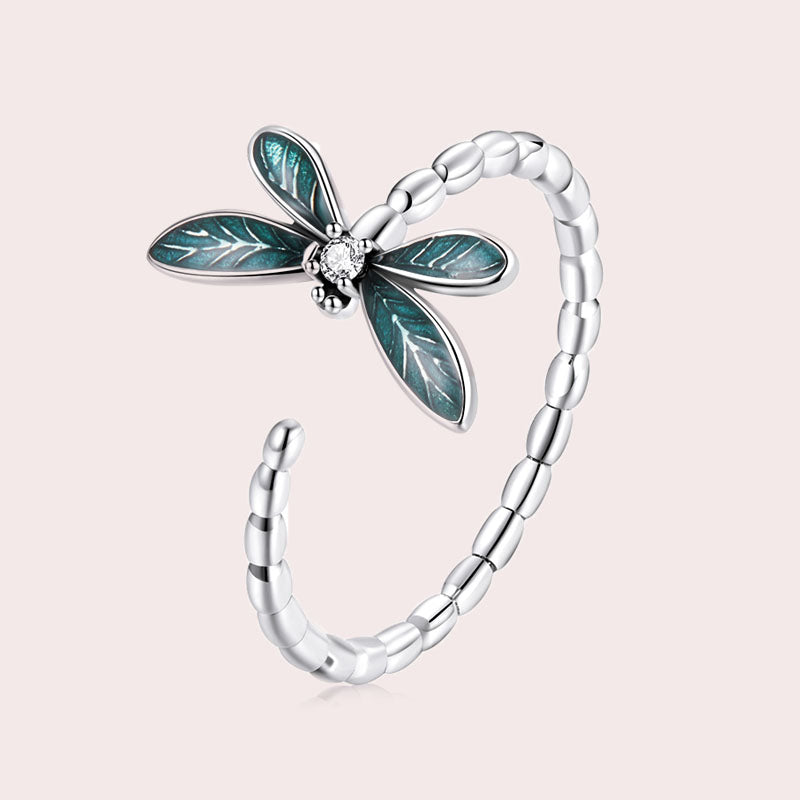 Green Dragonfly Open Ring