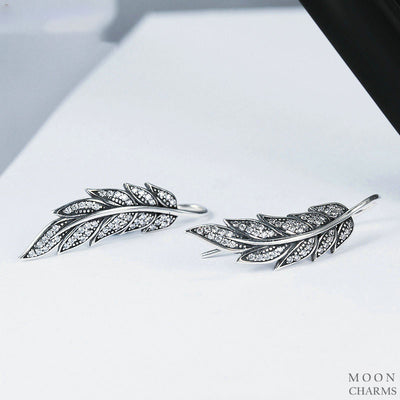 Sparkling Feather Earrings