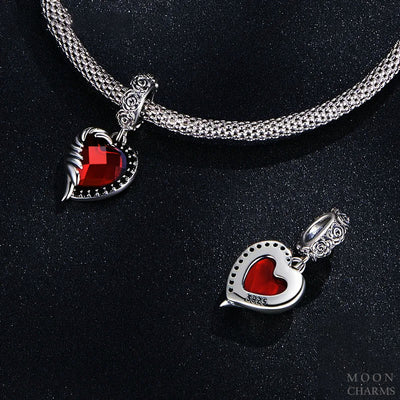 The Secret Rose & Wing Heart Dangle Charm