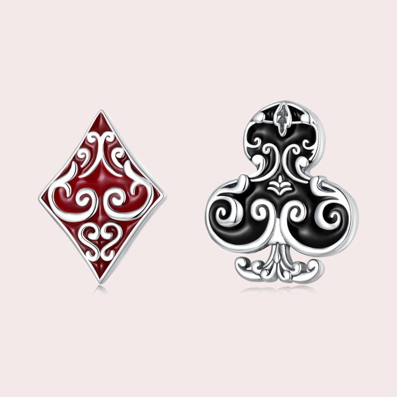 Asymmetrical Poker Heart Stud Earrings