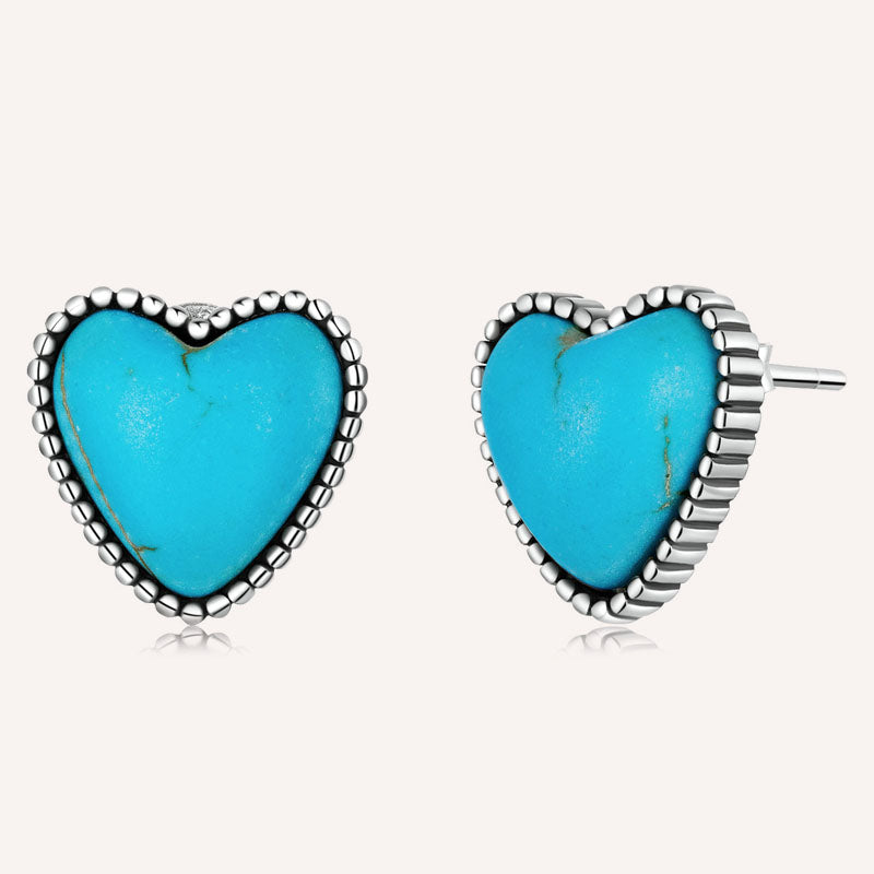 Turquoise Heart Stud Earrings