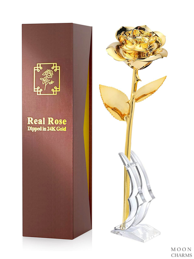 Real Rose Dipped in 24K Gold for Valentine's Day, Birthday Gifts.