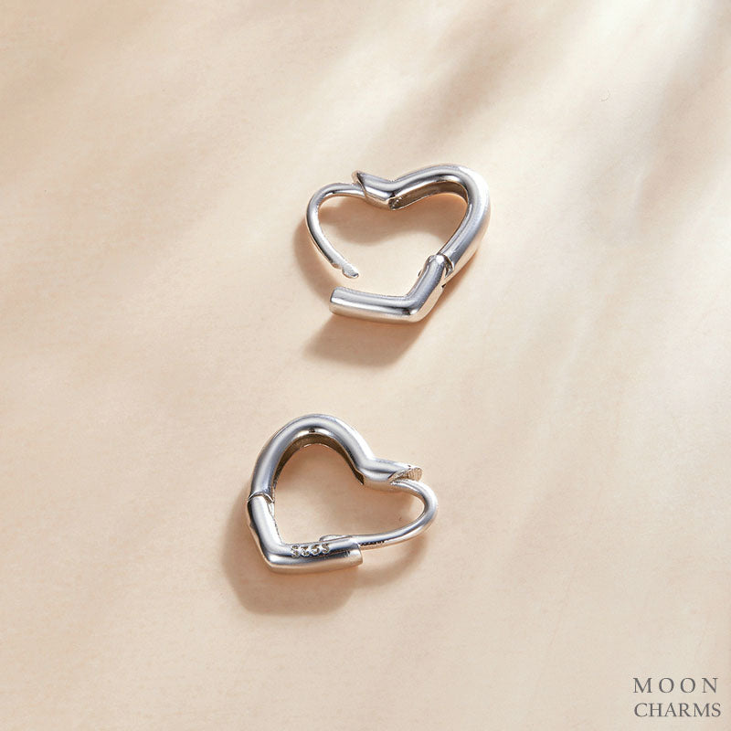 Asymmetrical Heart Hoop Earrings