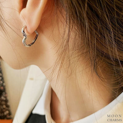 Asymmetrical Heart Hoop Earrings