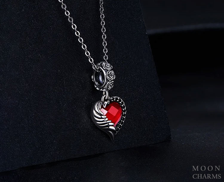 The Secret Rose & Wing Heart Dangle Charm