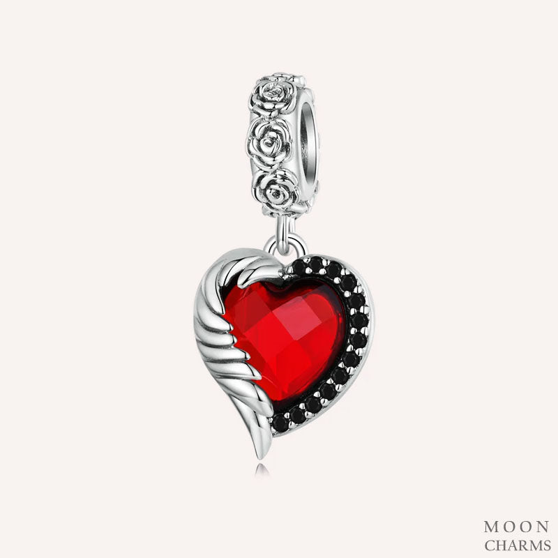 The Secret Rose & Wing Heart Dangle Charm