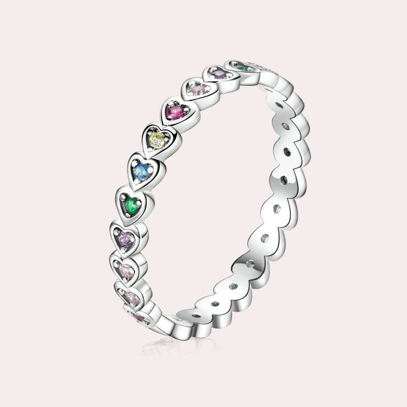 Band Of Colorful Hearts Ring