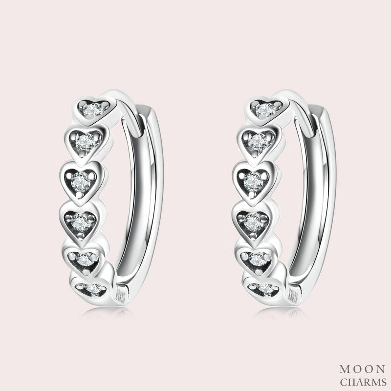 Pavé Heart-Shaped Hoop Earrings