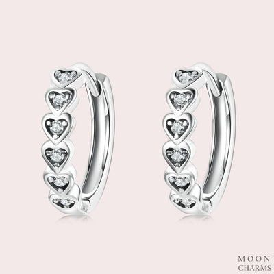 Pavé Heart-Shaped Hoop Earrings