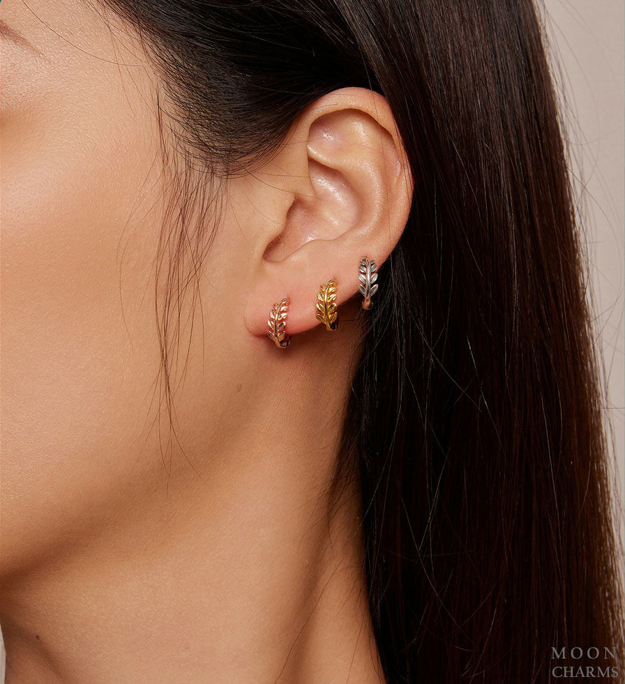 Authentic Leaf Hoop Earrings