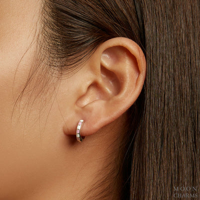 Light Pink and white hoop earrings Buckles