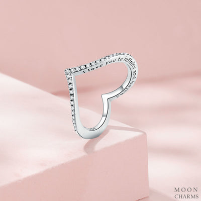 I love you Wishbone Heart  Ring