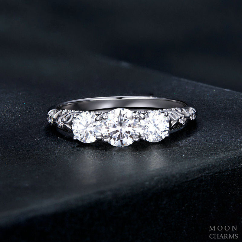 Three Stone Moissanite Ring