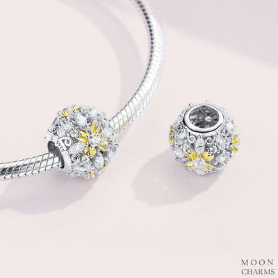 Openwork Yellow Flower Moon Charm.