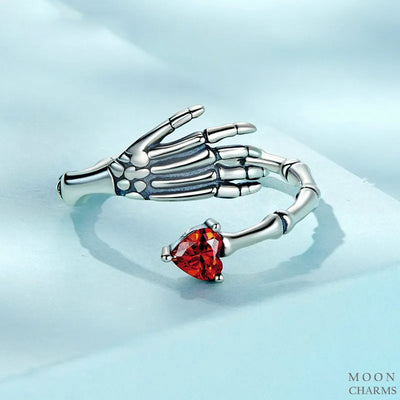 Skull Hand & Mysterious Rose Open Ring