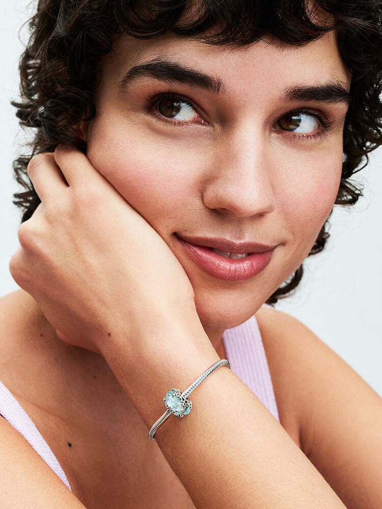 PANDORA Winter Blue Snowflake Murano Charm ALE