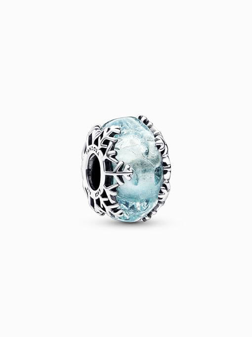 PANDORA Winter Blue Snowflake Murano Charm ALE