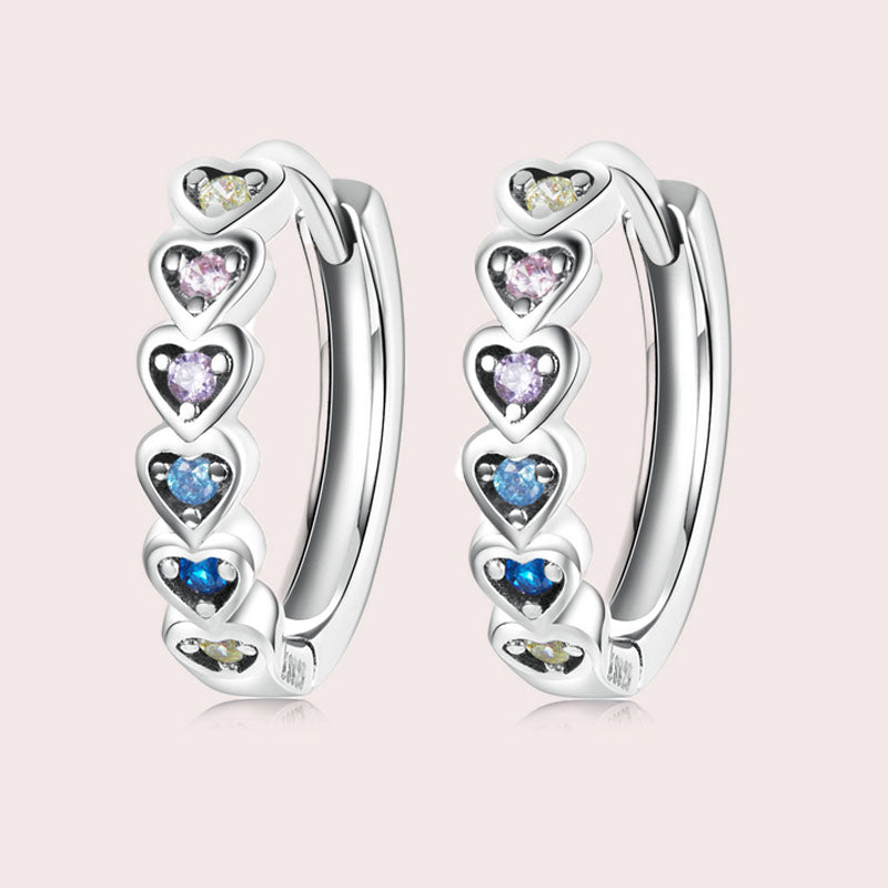 Pavé Heart-Shaped Hoop Earrings