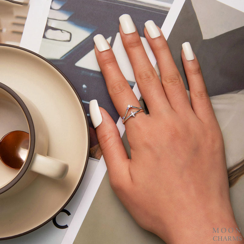 Sparkling Purple Shell Wishbone Ring