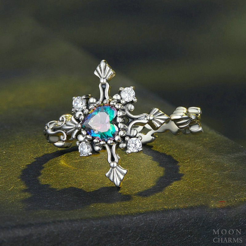 Mystic Quartz Cross Ring