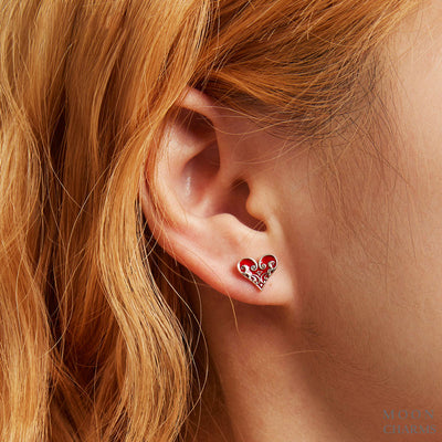 Asymmetrical Poker Heart Stud Earrings