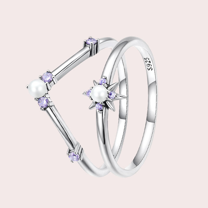 Sparkling Purple Shell Wishbone Ring