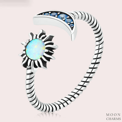 Sun & Crescent Moon Open Ring