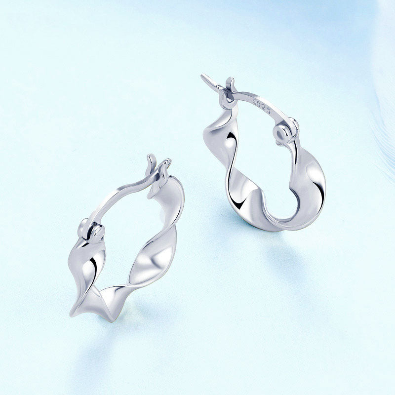 Sterling Silver Twist Hoop Earrings