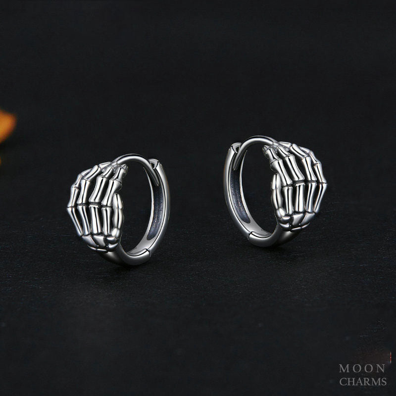 Skeleton Hand Hoop Earrings