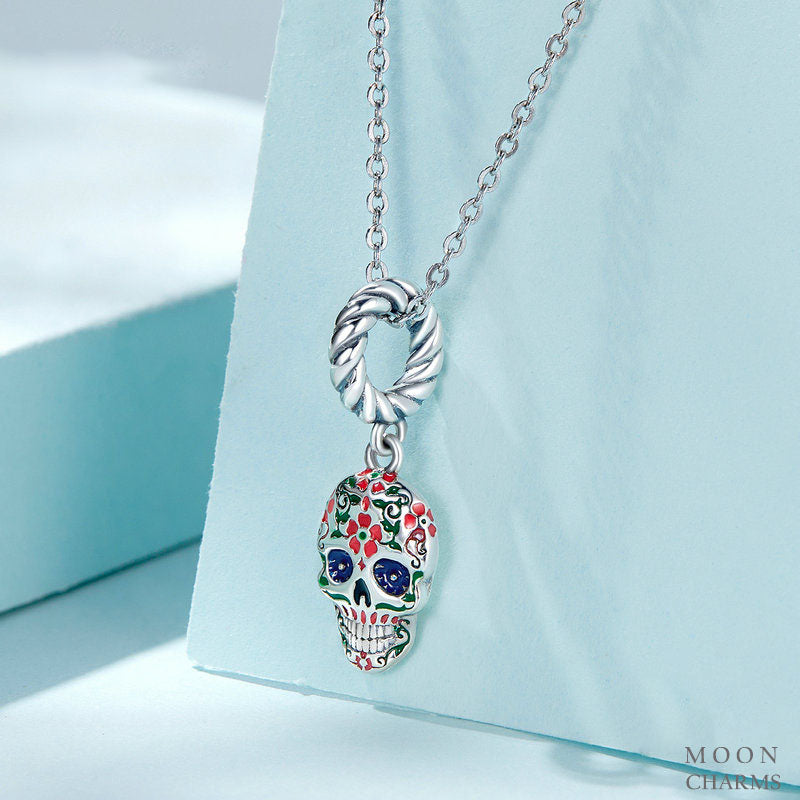 Elegant Rose Skull Charm