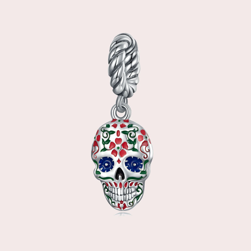 Elegant Rose Skull Charm