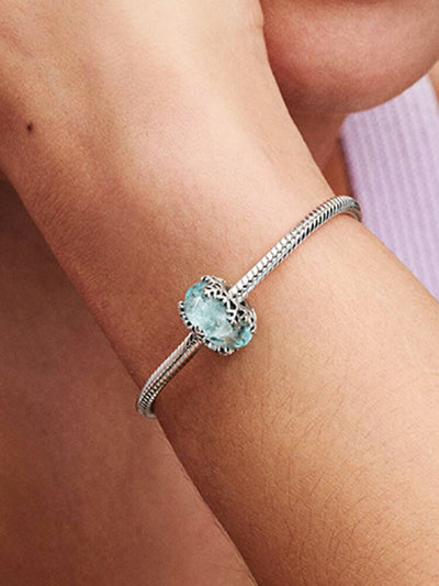 PANDORA Winter Blue Snowflake Murano Charm ALE