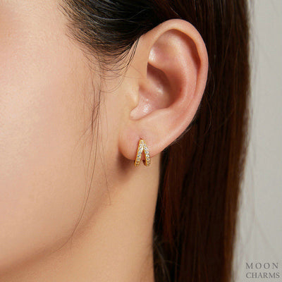 Sparkling Asymmetrical Hoop Earrings