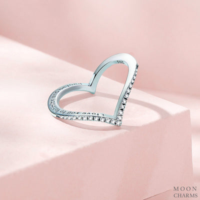 I love you Wishbone Heart  Ring