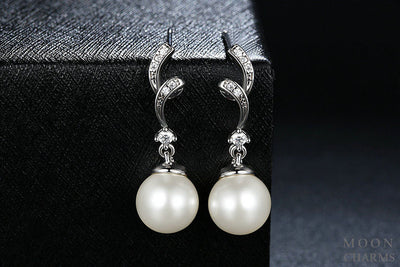 Sparkling Pearl Hoop Earrings