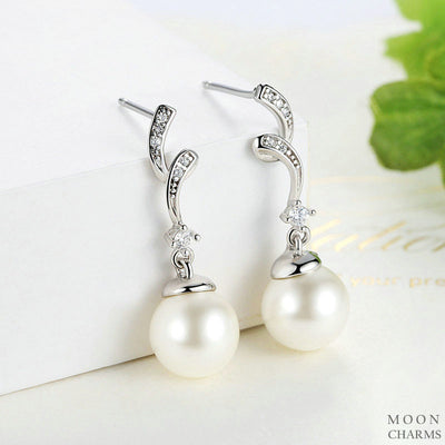 Sparkling Pearl Hoop Earrings