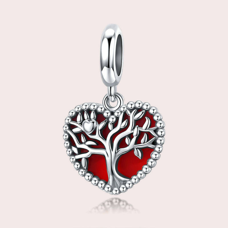 20 Pcs Tibetan Silver Tree of Life Heart Charms Pendant Nature