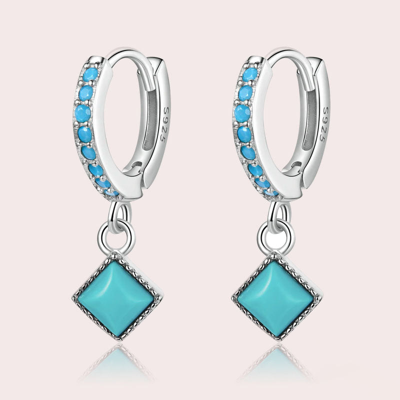 Turquoise Square Hoop Earrings