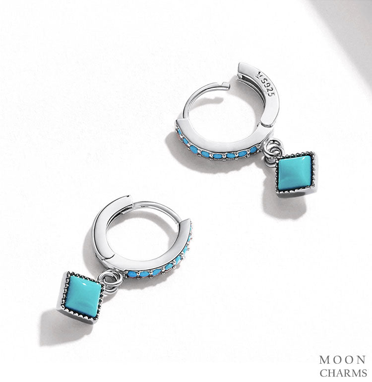 Turquoise Square Hoop Earrings